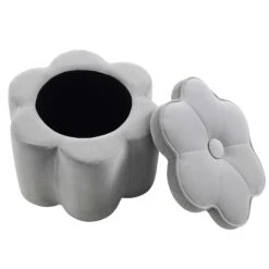Pollie Grey Velvet Storage Stool 14 Pollie Grey Velvet Storage Stool -Daals Shop POUF 291 GREY VEL WB3