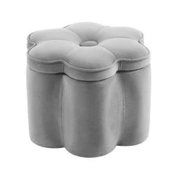 Pollie Grey Velvet Storage Stool 17 Pollie Grey Velvet Storage Stool -Daals Shop POUF 291 GREY VEL WB5