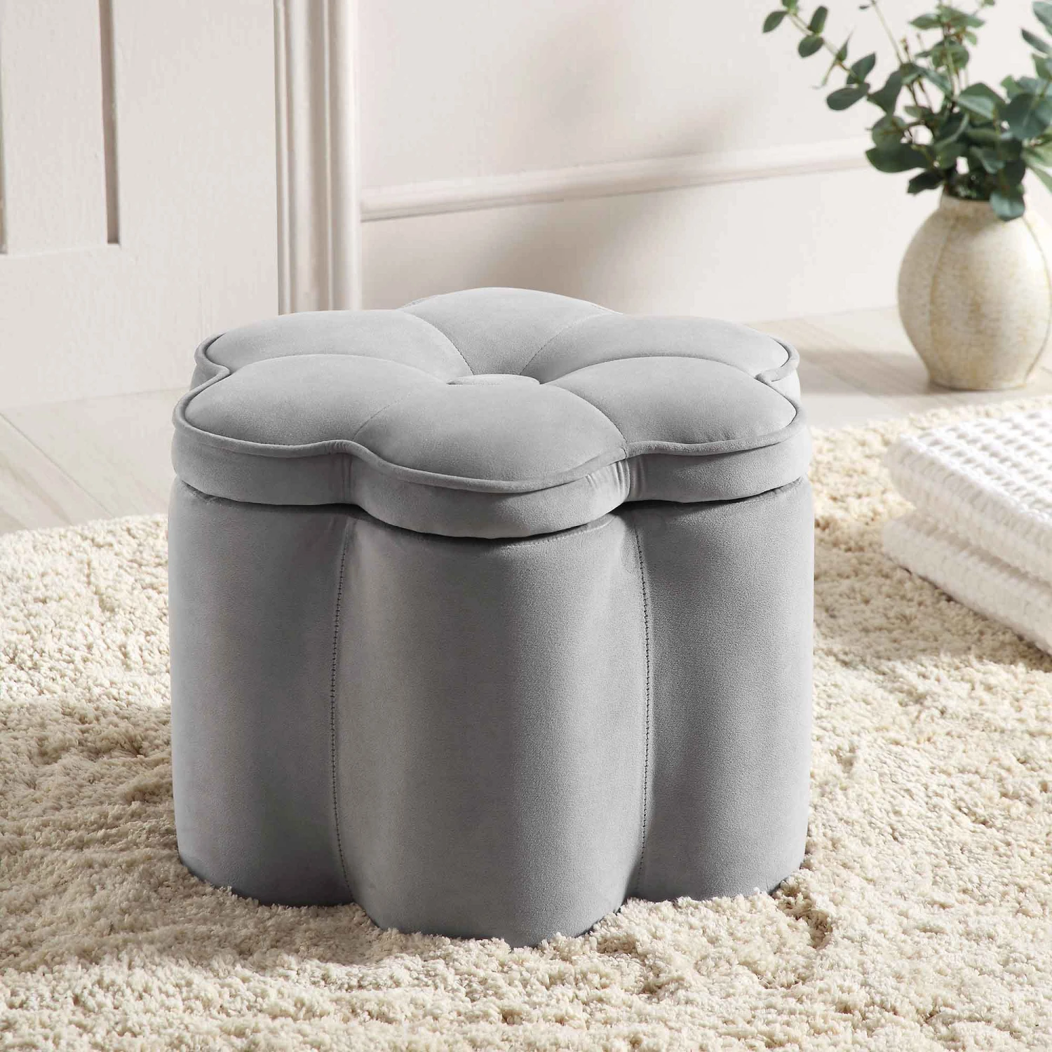 Pollie Grey Velvet Storage Stool 3 Pollie Grey Velvet Storage Stool