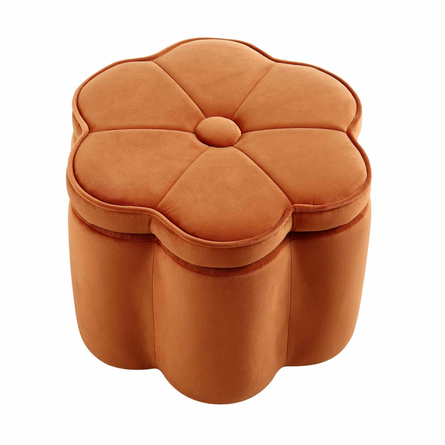 Pollie Orange Velvet Storage Stool 5 Pollie Orange Velvet Storage Stool - Image 3