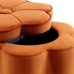 Pollie Orange Velvet Storage Stool 19 Pollie Orange Velvet Storage Stool -Daals Shop POUF 291 ORANGE VEL detail2