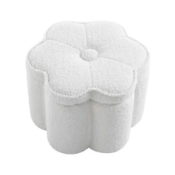 Pollie White Teddy Boucle Storage Stool 15 Pollie White Teddy Boucle Storage Stool -Daals Shop POUF 291 WHITE TEDDY WB1