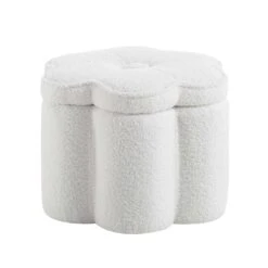 Pollie White Teddy Boucle Storage Stool 18 Pollie White Teddy Boucle Storage Stool -Daals Shop POUF 291 WHITE TEDDY WB2