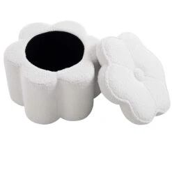 Pollie White Teddy Boucle Storage Stool 17 Pollie White Teddy Boucle Storage Stool -Daals Shop POUF 291 WHITE TEDDY WB3
