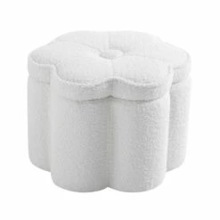 Pollie White Teddy Boucle Storage Stool 19 Pollie White Teddy Boucle Storage Stool -Daals Shop POUF 291 WHITE TEDDY WB4