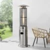 1.8m Tall Freestanding Circle Frame Patio Heater In Silver Stainless Steel 11KW