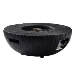 Round Outdoor Charred Wood Effect Concrete Gas Fire Bowl 15 Round Outdoor Charred Wood Effect Concrete Gas Fire Bowl -Daals Shop PTHR HL 03 BLACK 4