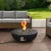 Round Outdoor Charred Wood Effect Concrete Gas Fire Bowl -Daals Shop PTHR HL 03 BLACK main