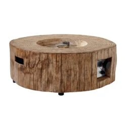 Round Outdoor Gas Fire Bowl Rustic Wood Effect 13 Round Outdoor Gas Fire Bowl Rustic Wood Effect -Daals Shop PTHR HL 04 WOOD 1