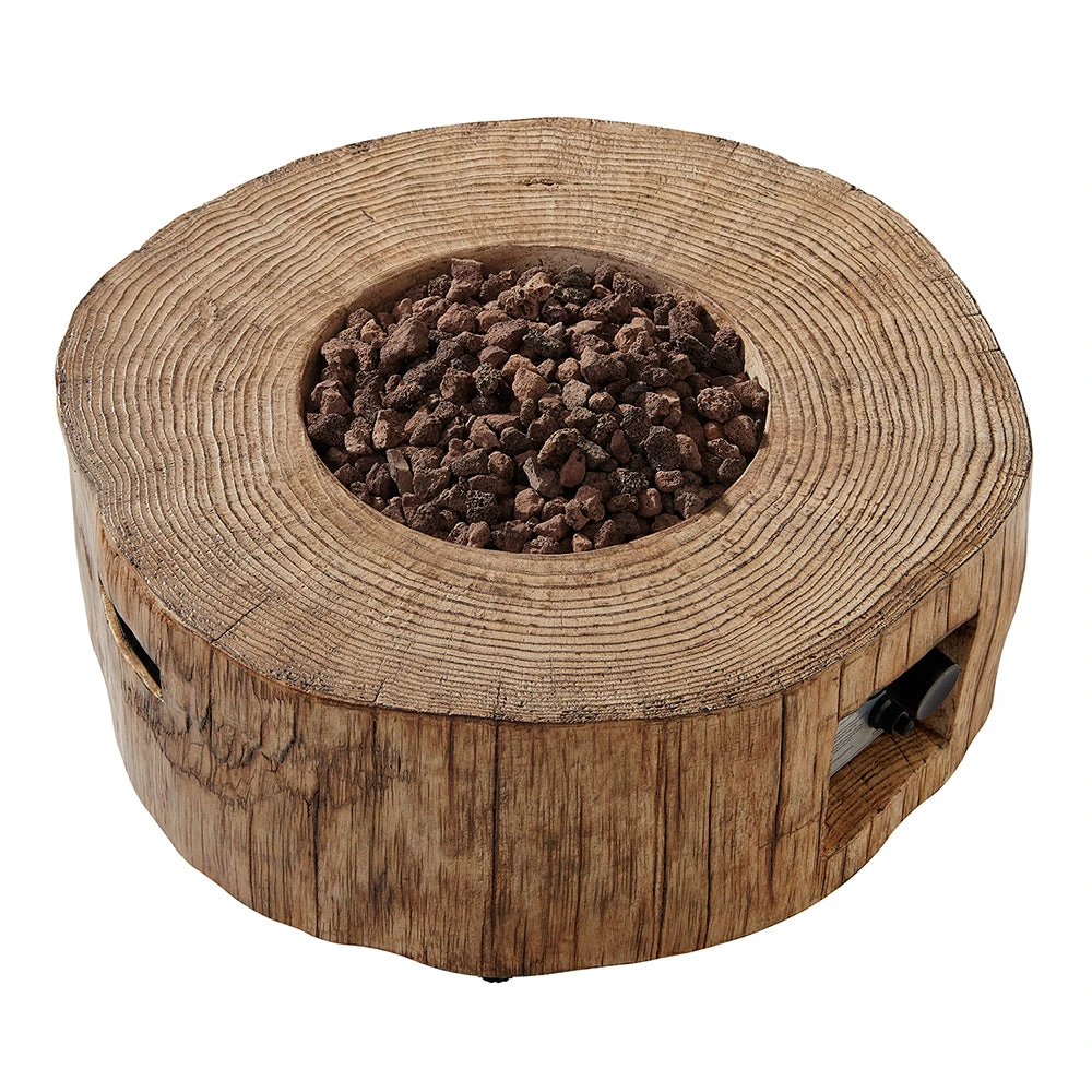 Round Outdoor Gas Fire Bowl Rustic Wood Effect 7 Round Outdoor Gas Fire Bowl Rustic Wood Effect - Image 5