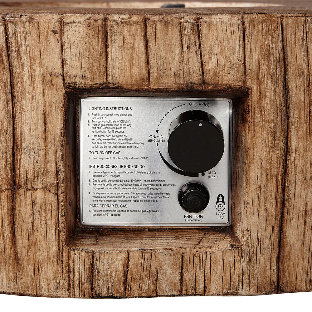 Round Outdoor Gas Fire Bowl Rustic Wood Effect 10 Round Outdoor Gas Fire Bowl Rustic Wood Effect - Image 8