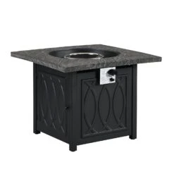 Square Outdoor 32" X 32" 50,000BTUs Real Concrete Gas Firepit Table -Daals Shop PTHR HL 05 GREYBLACK 2