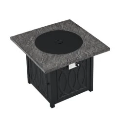 Square Outdoor 32" X 32" 50,000BTUs Real Concrete Gas Firepit Table -Daals Shop PTHR HL 05 GREYBLACK 3
