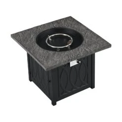 Square Outdoor 32" X 32" 50,000BTUs Real Concrete Gas Firepit Table -Daals Shop PTHR HL 05 GREYBLACK 4