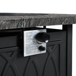 Square Outdoor 32" X 32" 50,000BTUs Real Concrete Gas Firepit Table -Daals Shop PTHR HL 05 GREYBLACK detail2