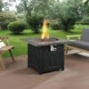 Square Outdoor 32" X 32" 50,000BTUs Real Concrete Gas Firepit Table -Daals Shop PTHR HL 05 GREYBLACK scene1