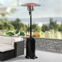 Freestanding Patio Heater Black Powder Coated Finish 44,000 BTU 13KW