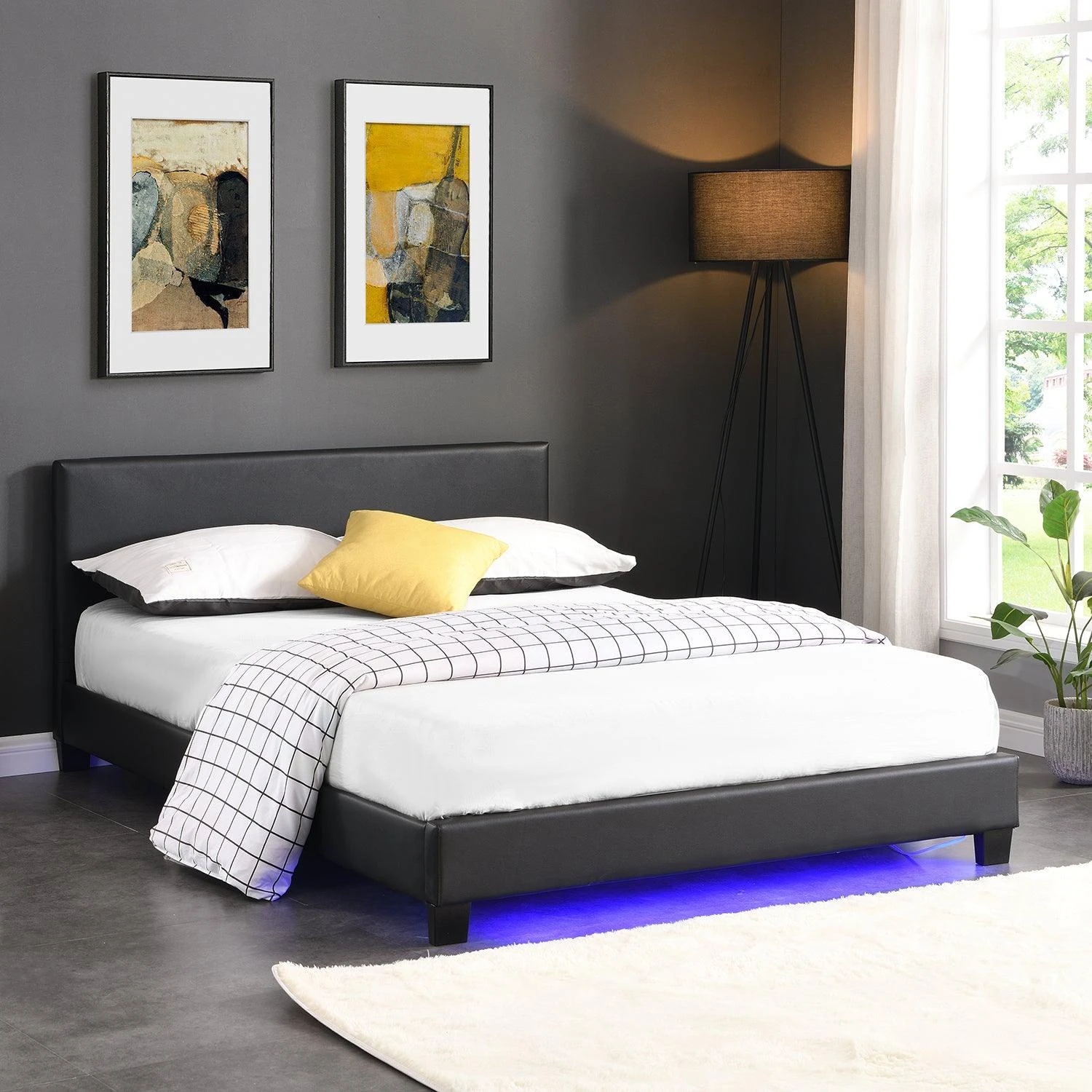URSA Black PU Leather Bed Frame With LED On Footend 3 URSA Black PU Leather Bed Frame With LED On Footend