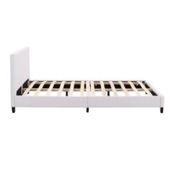 URSA White PU Leather Bed Frame With LED On Footend -Daals Shop SF804WHITE 3
