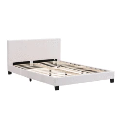 URSA White PU Leather Bed Frame With LED On Footend -Daals Shop SF804WHITE LEDGIF