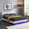 URSA White PU Leather Bed Frame With LED On Footend 1 URSA White PU Leather Bed Frame With LED On Footend -Daals Shop SF804WHITE main