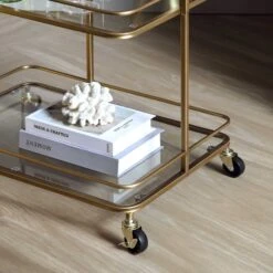 Clementine Antique Brass Effect Drink Trolley -Daals Shop TRLY 250 BRASS detail2
