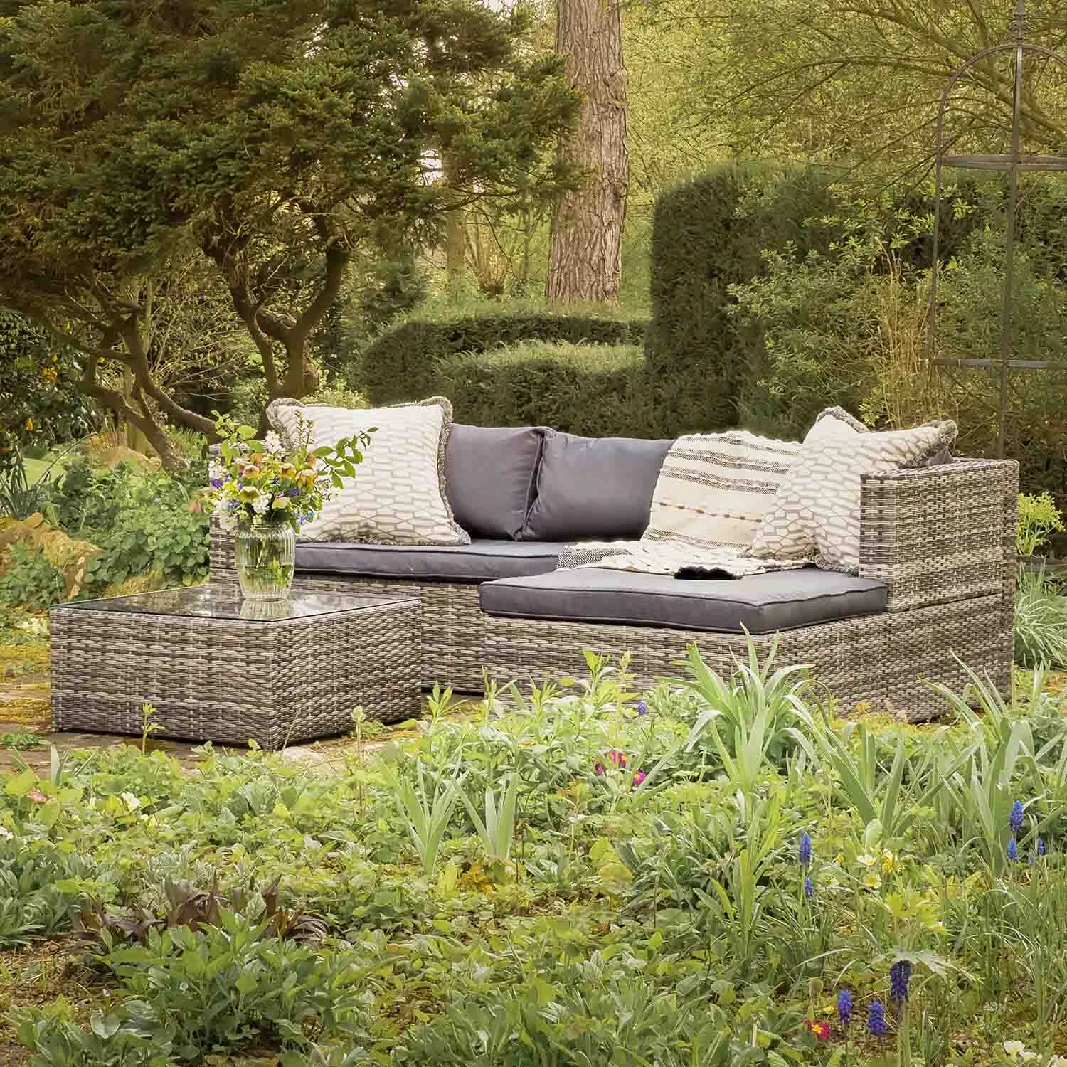 Troy Corner Rattan Garden Sofa Set With Table 3 Troy Corner Rattan Garden Sofa Set With Table