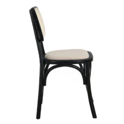 Anya Set Of 2 Cane Rattan And Upholstered Dining Chairs, Black Colour -Daals Shop XN 1964 BLACK 2P 4