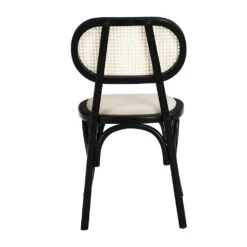 Anya Set Of 2 Cane Rattan And Upholstered Dining Chairs, Black Colour -Daals Shop XN 1964 BLACK 2P 5