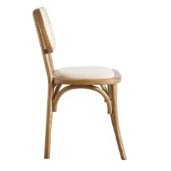 Anya Set Of 2 Cane Rattan And Upholstered Dining Chairs, Light Walnut -Daals Shop XN 1964 LIGHTWALNUT 2P WB4