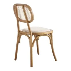 Anya Set Of 2 Cane Rattan And Upholstered Dining Chairs, Light Walnut -Daals Shop XN 1964 LIGHTWALNUT 2P WB5