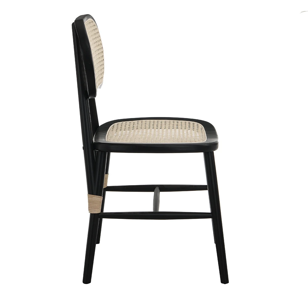 Anya+ Set Of 2 Cane Rattan And Upholstered Dining Chairs, Black Colour 7 Anya+ Set Of 2 Cane Rattan And Upholstered Dining Chairs, Black Colour - Image 5