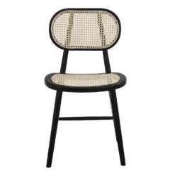 Anya+ Set Of 2 Cane Rattan And Upholstered Dining Chairs, Black Colour 16 Anya+ Set Of 2 Cane Rattan And Upholstered Dining Chairs, Black Colour -Daals Shop XN 1969A BKACK 2P 4