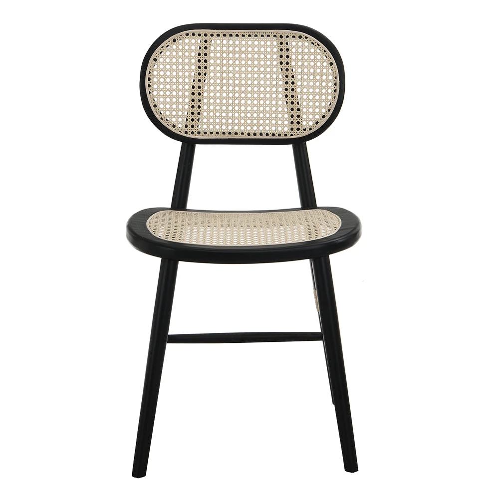 Anya+ Set Of 2 Cane Rattan And Upholstered Dining Chairs, Black Colour 6 Anya+ Set Of 2 Cane Rattan And Upholstered Dining Chairs, Black Colour - Image 4