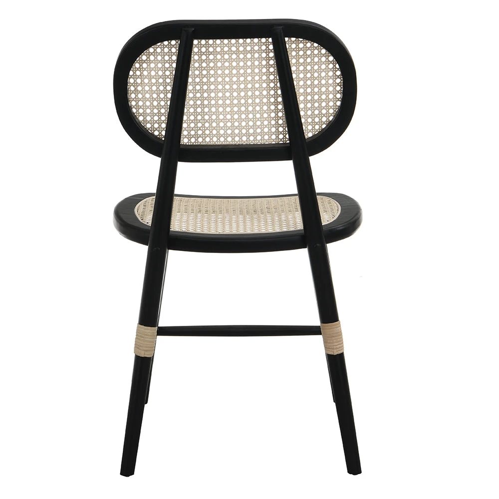 Anya+ Set Of 2 Cane Rattan And Upholstered Dining Chairs, Black Colour 8 Anya+ Set Of 2 Cane Rattan And Upholstered Dining Chairs, Black Colour - Image 6