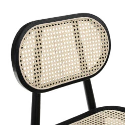 Anya+ Set Of 2 Cane Rattan And Upholstered Dining Chairs, Black Colour 19 Anya+ Set Of 2 Cane Rattan And Upholstered Dining Chairs, Black Colour -Daals Shop XN 1969A BKACK 2P detail1