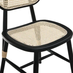 Anya+ Set Of 2 Cane Rattan And Upholstered Dining Chairs, Black Colour 20 Anya+ Set Of 2 Cane Rattan And Upholstered Dining Chairs, Black Colour -Daals Shop XN 1969A BKACK 2P detail2