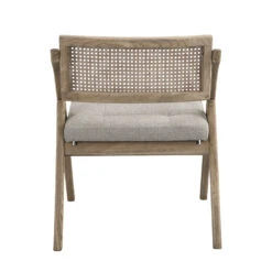 Bordon Natural Cane Rattan Folding Chair With Grey Upholstered Seat -Daals Shop XN 2003B NATGREY 4