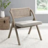 Bordon Natural Cane Rattan Folding Chair With Grey Upholstered Seat -Daals Shop XN 2003B NATGREY main
