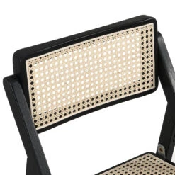 Frances Set Of 2 Folding Cane Rattan Chairs, Black Colour -Daals Shop XN 2054 BLACK 2P detail1