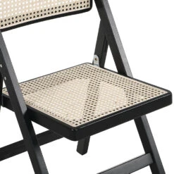 Frances Set Of 2 Folding Cane Rattan Chairs, Black Colour -Daals Shop XN 2054 BLACK 2P detail2