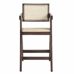 Jeanne Dark Walnut Cane Rattan Solid Beech Wood Counter Stool -Daals Shop XN 2211 DARKWALNUT WB2