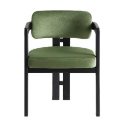 Stanford Curved Oak Frame Upholstered Chair, Moss Green Velvet Black Frame -Daals Shop XNDCH 727 GREEN VEL WB1