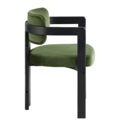 Stanford Curved Oak Frame Upholstered Chair, Moss Green Velvet Black Frame -Daals Shop XNDCH 727 GREEN VEL WB3