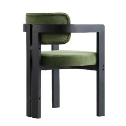 Stanford Curved Oak Frame Upholstered Chair, Moss Green Velvet Black Frame -Daals Shop XNDCH 727 GREEN VEL WB4