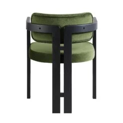 Stanford Curved Oak Frame Upholstered Chair, Moss Green Velvet Black Frame -Daals Shop XNDCH 727 GREEN VEL WB5