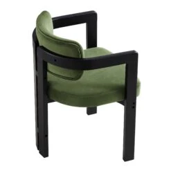 Stanford Curved Oak Frame Upholstered Chair, Moss Green Velvet Black Frame -Daals Shop XNDCH 727 GREEN VEL WB6