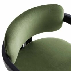 Stanford Curved Oak Frame Upholstered Chair, Moss Green Velvet Black Frame -Daals Shop XNDCH 727 GREEN VEL detail1