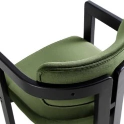 Stanford Curved Oak Frame Upholstered Chair, Moss Green Velvet Black Frame -Daals Shop XNDCH 727 GREEN VEL detail3