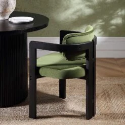 Stanford Curved Oak Frame Upholstered Chair, Moss Green Velvet Black Frame -Daals Shop XNDCH 727 GREEN VEL scene3